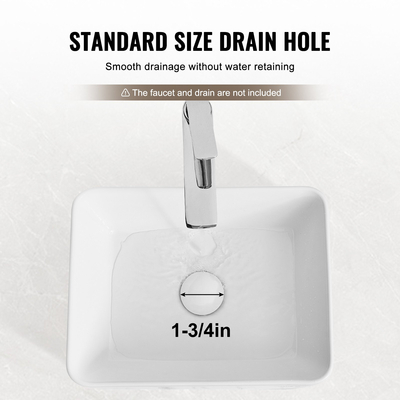 VEVOR Μοντέρνος Κεραμικός Νεροχύτης Μπάνιου 16&quot; x 12&quot; Πάγκος Νεροχύτης Μπάνιου Λευκός