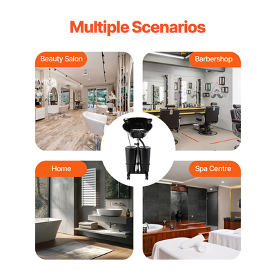 VEVOR Φορητό μπολ σαμπουάν με σωλήνα αποστράγγισης 2 κάδους Ρυθμιζόμενο ύψος νιπτήρας σαλονιού