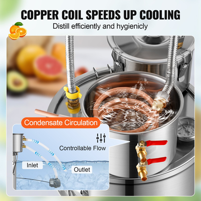 VEVOR Moonshine Still Water Alcohol Distiller 5Gal με βαρέλι Thumper &amp; αντλία νερού 8W