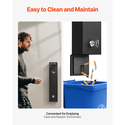 VEVOR Υποδοχή αποτσίγαρου από ανοξείδωτο ατσάλι Επιτοίχια απόρριψη πισινών Μαύρο