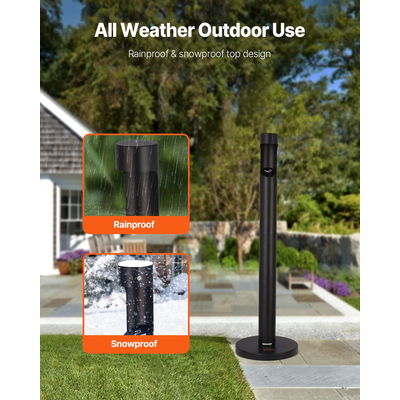 VEVOR Υποδοχή Αποτσίγαρου Ελεύθερη Απόρριψη Κύλινδρου Εξωτερικού Χώρου Μαύρο