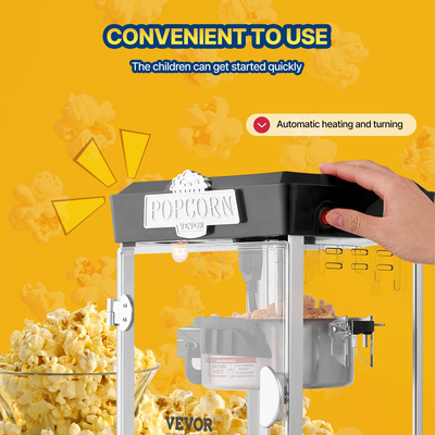 Μηχάνημα Popcorn Popper VEVOR Επιτραπέζιο Popcorn Maker 480W 4 Oz Μαύρο