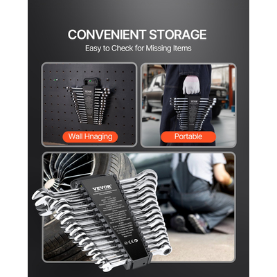 Σετ κλειδιών VEVOR Combination 30 PCS SAE 1/4&quot; έως 1&quot;, Metric 8-24mm Organizer Rack