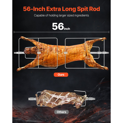 VEVOR Roaster Spit Rotisserie BBQ Grill Pig Lamb Chicken Roaster 60W 286 LBS