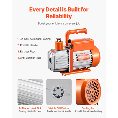Περιλαμβάνεται λάδι αντλίας κενού VEVOR 5 CFM HVAC μονοβάθμιου περιστροφικού πτερυγίου