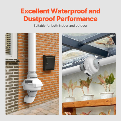 VEVOR 4&quot; έως 4,5&quot; Σύστημα ανεμιστήρα μετριασμού ραδονίου Quiet 380CFM Inline Duct Αδιάβροχο