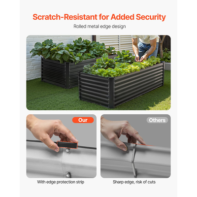VEVOR Μεταλλικό υπερυψωμένο κρεβάτι κήπου 6x3x2ft εξωτερικό γαλβανισμένο κουτί φυτευτής σκούρο γκρι