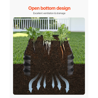 VEVOR Μεταλλικό υπερυψωμένο κρεβάτι κήπου 8x2x1 ποδών Γαλβανισμένο κουτί φυτευτή εξωτερικού χώρου Σκούρο Γκρι