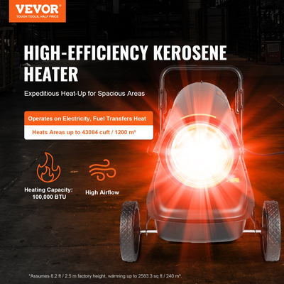 VEVOR 100000Btu Kerosene/Diesel Forced Air Torpedo Space Heater με Θερμοστάτη