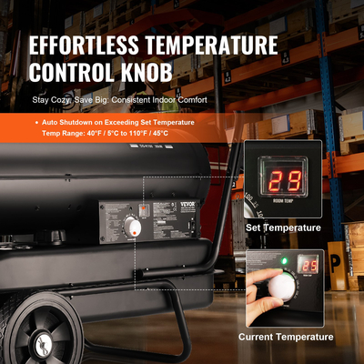 VEVOR 100000Btu Kerosene/Diesel Forced Air Torpedo Space Heater με Θερμοστάτη