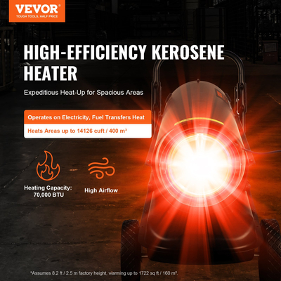 VEVOR 70000Btu Kerosene/Diesel Forced Air Torpedo Space Heater με Θερμοστάτη