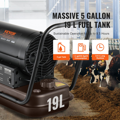 VEVOR 70000Btu Kerosene/Diesel Forced Air Torpedo Space Heater με Θερμοστάτη