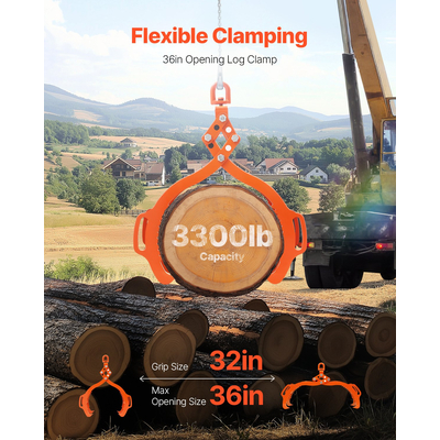 VEVOR 36 ιντσών λαβίδα ανύψωσης κορμών 4 λαβών από συμπαγή χάλυβα κούτσουρο με περιστρεφόμενο κούτσουρο εργαλεία