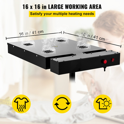 VEVOR Silkscreen Flash Dryer 16x16 Inch Flash Dryer Μεταξοτυπία T-Shirt Εξοπλισμός σκλήρυνσης με ηλεκτρικό κιβώτιο ελέγχου