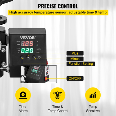 Μηχανή Τύπου θερμότητας, 10με 25Εκτυπωτής μεταφοράς εξάχνωσης κοχύλι 2με επικάλυψη τεφλόν, ψηφιακός ακριβής έλεγχος θερμότητας, πιεστικό για καπάκι καπέλου μπλουζών