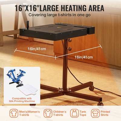 T-shirt VEVOR Flash Dryer for Screen Printing 16 x 16 ιντσών Silk Screen Dryer T-shirt