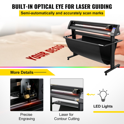 VEVOR Vinyl Cutter, 1350mm Vinyl Plotter, LED Screen Plotter Cutter, Ημιαυτόματο ενσωματωμένο οπτικό μάτι, συμβατό με λογισμικό SignCut για Mac και σύστημα Windows με βάση