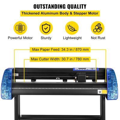 VEVOR Vinyl Cutter 870mm Vinyl Cutter Machine Maximum Paper Feed 34inch Vinyl Plotter Cutter Machine με στιβαρή βάση δαπέδου ρυθμιζόμενη δύναμη και ταχύτητα για την κατασκευή επιγραφών Vinyl Plotter
