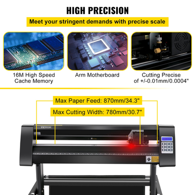 VEVOR Vinyl Cutter, 870mm Vinyl Plotter, LED Screen Plotter Cutter, Ημιαυτόματο ενσωματωμένο οπτικό μάτι για ακριβή καθοδήγηση, συμβατό με λογισμικό SignMaster για σύστημα Windows με βάση