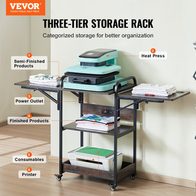 Τραπέζι θερμικής πρέσας VEVOR με σταθμό φόρτισης 3 επιπέδων Κινητό πάτημα πρέσας θερμότητας