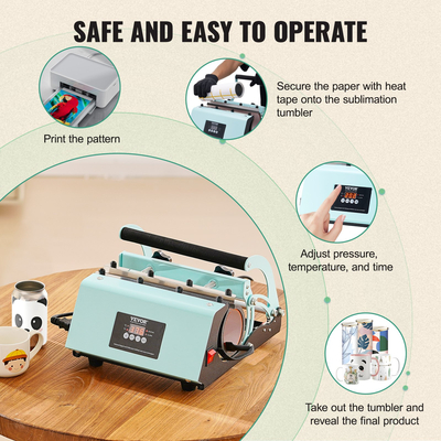 Μηχάνημα θερμικής πρέσας VEVOR Tumbler 11-30oz Πρεσάρι κούπας Sublimation Tumblers Green