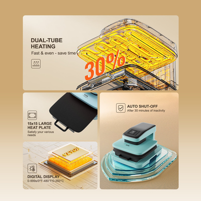 VEVOR Auto Heat Press Machine Kit Tumbler Press 2-in-1, 15 x 15 in Smart T Shirt Press Machine with Auto Release, Tumbler Press Machine for Tumblers 11-30 oz, for Sublimation Heat Transfers Projects