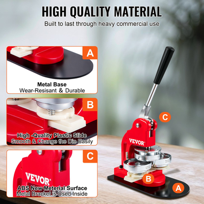 Μηχάνημα κουμπιών VEVOR, 75 mm (3 ιντσών) Badge Punch Press Kit, Children DIY Gifts Pin Maker, Button Making Supplis with 500pcs Button Parts &amp; Circle Cutter &amp; Magic Book