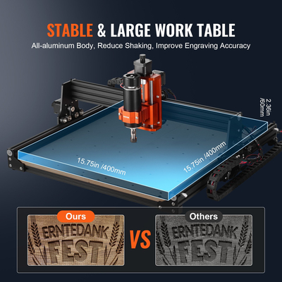 Μηχάνημα δρομολογητή VEVOR CNC, περιοχή εργασίας 400x400x60mm, μηχανή χάραξης 300W, 3 Axis GRBL Control Wood Engraving Carving Milling Machine Kit 1200RPM with Offline Controller για ξύλο, ακρυλικό, MDF, PVC, πλαστικό αφρό