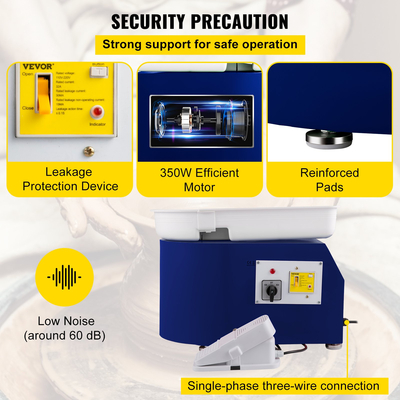 VEVOR Pottery Wheel 11in 0-300 RPM Κεραμικός τροχός, Μηχάνημα διαμόρφωσης ρυθμιζόμενης ταχύτητας 350W με εργαλεία γλυπτικής και ποδιά, αποσπώμενος έλεγχος πεντάλ ποδιών λεκάνης για έργα τέχνης χειροτεχνίας και DIY Blue