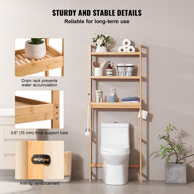 VEVOR Over the Toilet Storage ράφι μπάνιου 3 επιπέδων Organizer Saver Space