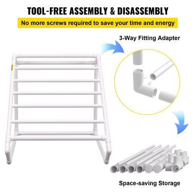 Κρεμάστρα για πετσέτες VEVOR Pool, 8 Bar, Λευκό, Ανεξάρτητη Τριγωνική θήκη αποθήκευσης δίπλα στην πισίνα από PVC, περιλαμβάνει 8 κλιπ για πετσέτες, διχτυωτή τσάντα, γάντζο, αποθηκεύει επίσης πλωτήρες και κουπιά, για παραλία, πισίνα