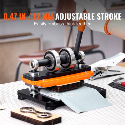 Δερμάτινη μηχανή κοπής VEVOR, 7,1 x 3,9 σε ανάγλυφη πλάκα χειροκίνητη μήτρα κοπής, 0,47 σε μηχανή κοπής πίεσης δερμάτινη ανάγλυφη μηχανή, Μηχάνημα κοπής διπλών αξόνων οδηγού για διάφορα υλικά
