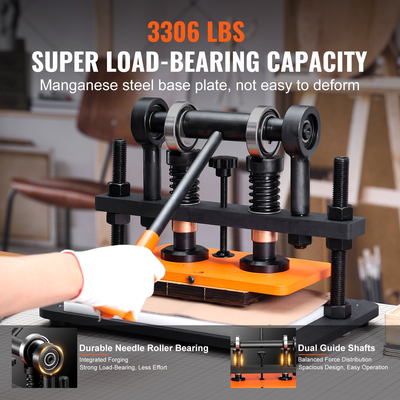 Δερμάτινη μηχανή κοπής VEVOR, 10,2 x 5,9 σε ανάγλυφη πλάκα χειροκίνητη μήτρα κοπής, 0,47 σε μηχανή κοπής πίεσης δερμάτινη ανάγλυφη μηχανή, Μηχάνημα κοπής διπλών αξόνων οδηγού για διάφορα υλικά