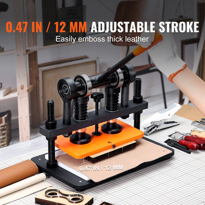 Δερμάτινη μηχανή κοπής VEVOR, 10,2 x 5,9 σε ανάγλυφη πλάκα χειροκίνητη μήτρα κοπής, 0,47 σε μηχανή κοπής πίεσης δερμάτινη ανάγλυφη μηχανή, Μηχάνημα κοπής διπλών αξόνων οδηγού για διάφορα υλικά