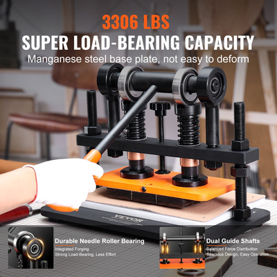 Δερμάτινη μηχανή κοπής VEVOR, 10,2 x 4,7 σε ανάγλυφη πλάκα χειροκίνητη μήτρα κοπής, 0,47 σε μηχανή κοπής πίεσης δερμάτινη ανάγλυφη μηχανή, μηχανή κοπής διπλού οδηγού άξονων για διάφορα υλικά