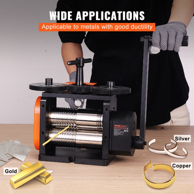 Ελαστήριο VEVOR, Μηχάνημα έλασης κοσμημάτων 2,24"/57 mm, αναλογία μετάδοσης 1: 2, 3-σε-1 έλασης πολλαπλών λειτουργιών, πάχος πρέσας 0-5,5 mm για μεταλλικό τετράγωνο σύρμα ελλειπτικό φύλλο κατασκευής κοσμημάτων