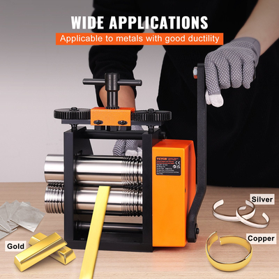 Μηχάνημα έλασης VEVOR, 2,95"/75 mm, αναλογία μετάδοσης κίνησης 1: 2, έλασης πολλαπλών λειτουργιών 3 σε 1, πάχος πρέσας 0,03-6,5 mm για φύλλο τετράγωνο συρμάτινο ημικύκλιο κατασκευής μεταλλικών κοσμημάτων