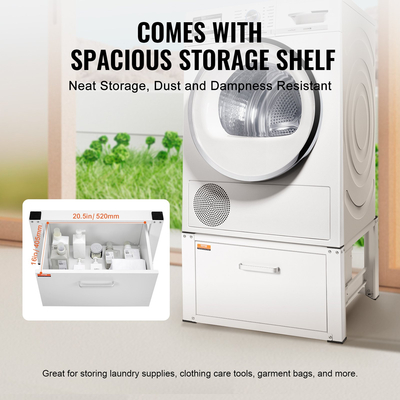 Βάση πλυντηρίου VEVOR 686mmW x 366mmH, Πλατφόρμα βάσης πλυντηρίου και στεγνωτηρίου Universal Fit χωρητικότητας 299kg, Βάση πολλαπλών λειτουργιών βαρέως τύπου για πλυντήριο ρούχων με συρτάρι &amp; πλούσια αξεσουάρ