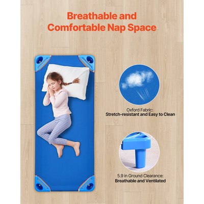 VEVOR Στοιβαζόμενη παιδική κούνια 52&quot; x 23&quot; βρεφικές κούνιες ημερήσιας φροντίδας για παιδιά μπλε (συσκευασία των 6)