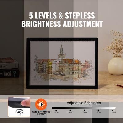 VEVOR A4 LED Light Board Επαναφορτιζόμενη επιφάνεια εντοπισμού 5 επιπέδων με δυνατότητα ρύθμισης φωτεινότητας