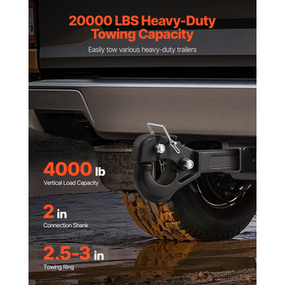 VEVOR Pintle Hitch 2 ιντσών Γάντζος δέκτη 2,5-3 ιντσών Lunette Ring 20000 lbs