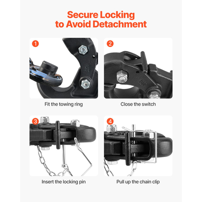 VEVOR Pintle Hitch 2 ιντσών Γάντζος δέκτη 2,5-3 ιντσών Lunette Ring 20000 lbs