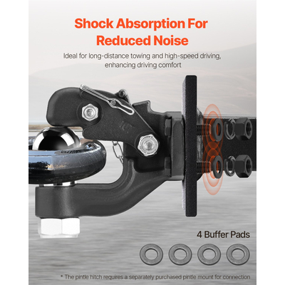 VEVOR Pintle Hitch 2-5/16" Mount Hitch Ball for 2,5"-3" Lunette Ring 20000 lbs