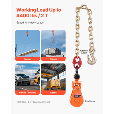 VEVOR 2 Ton Snatch Block Chain Flatbed Tow Truck Rollback Carrier Carrier Cable