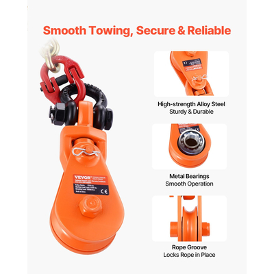 VEVOR 2 Ton Snatch Block Chain Flatbed Tow Truck Rollback Carrier Carrier Cable