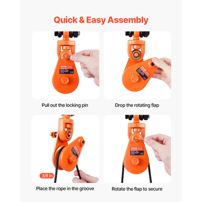 VEVOR 2 Ton Snatch Block Chain Flatbed Tow Truck Rollback Carrier Carrier Cable