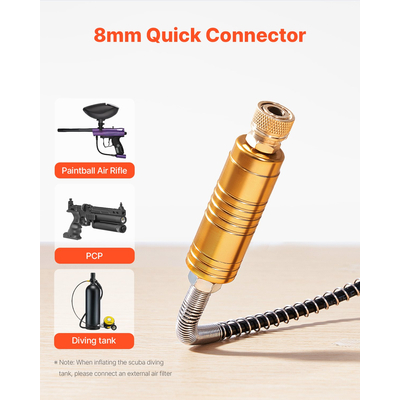 Ενσωματωμένος μετατροπέας VEVOR PCP Air Compressor 4500PSI Auto-Stop Airgun Compressor