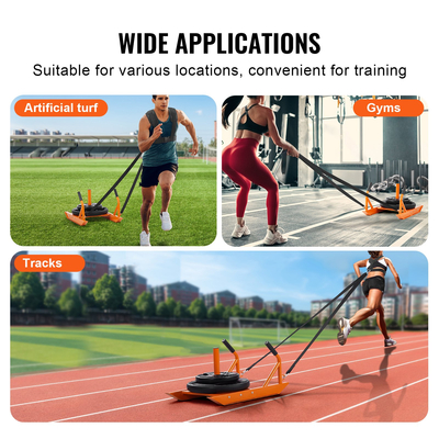 VEVOR Weight Power Pull Push Sled Fitness Strength Speed ​​Training Sled Orange
