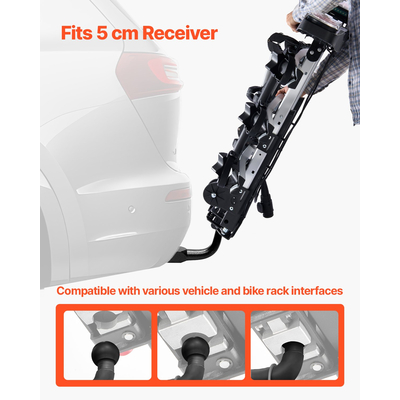 Βάση ποδηλάτου VEVOR για 3 ποδήλατα Βάση ποδηλάτου με κοτσαδόρο που κλειδώνει και ταιριάζει σε δέκτες 5 cm