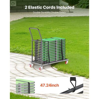 VEVOR Πτυσσόμενο ράφι καρέκλας καρότσι για 25 καρέκλες 300 LBS σχήματος L οριζόντια